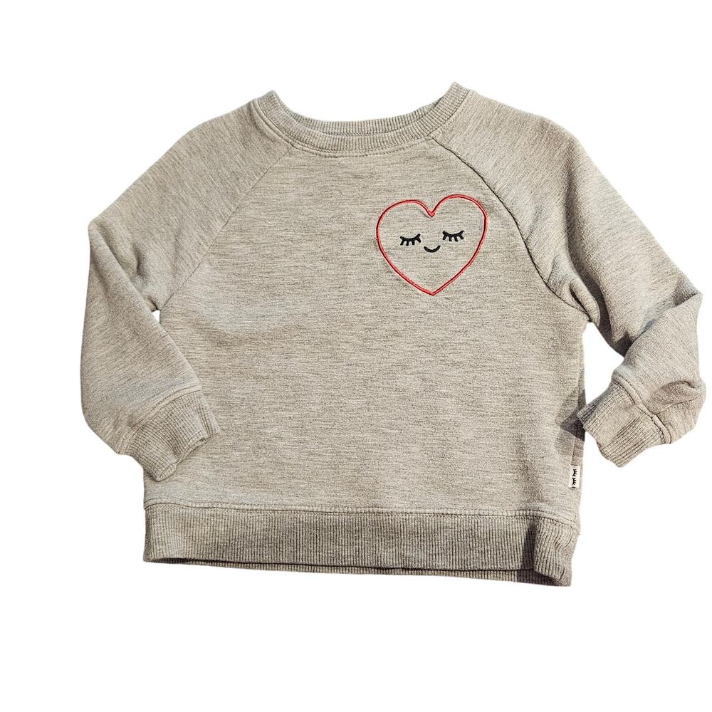 Little sleepies play gray heart sweatshirt baby toddler 12-18 months bamboo